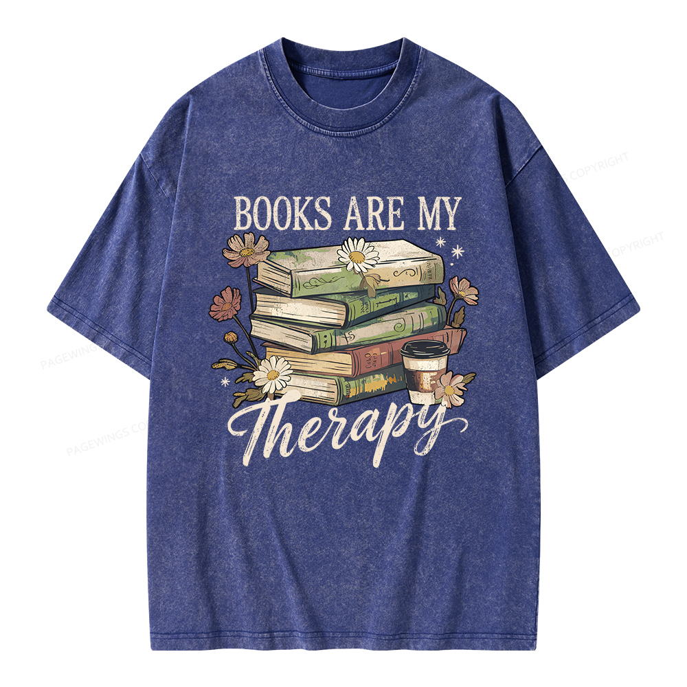 Pagewings Books Are My Therapy Unisex Washed T-shirt