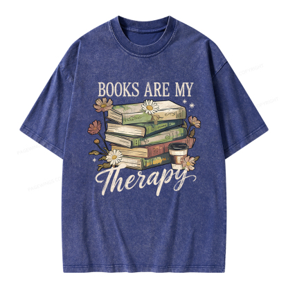 Pagewings Books Are My Therapy Unisex Washed T-shirt