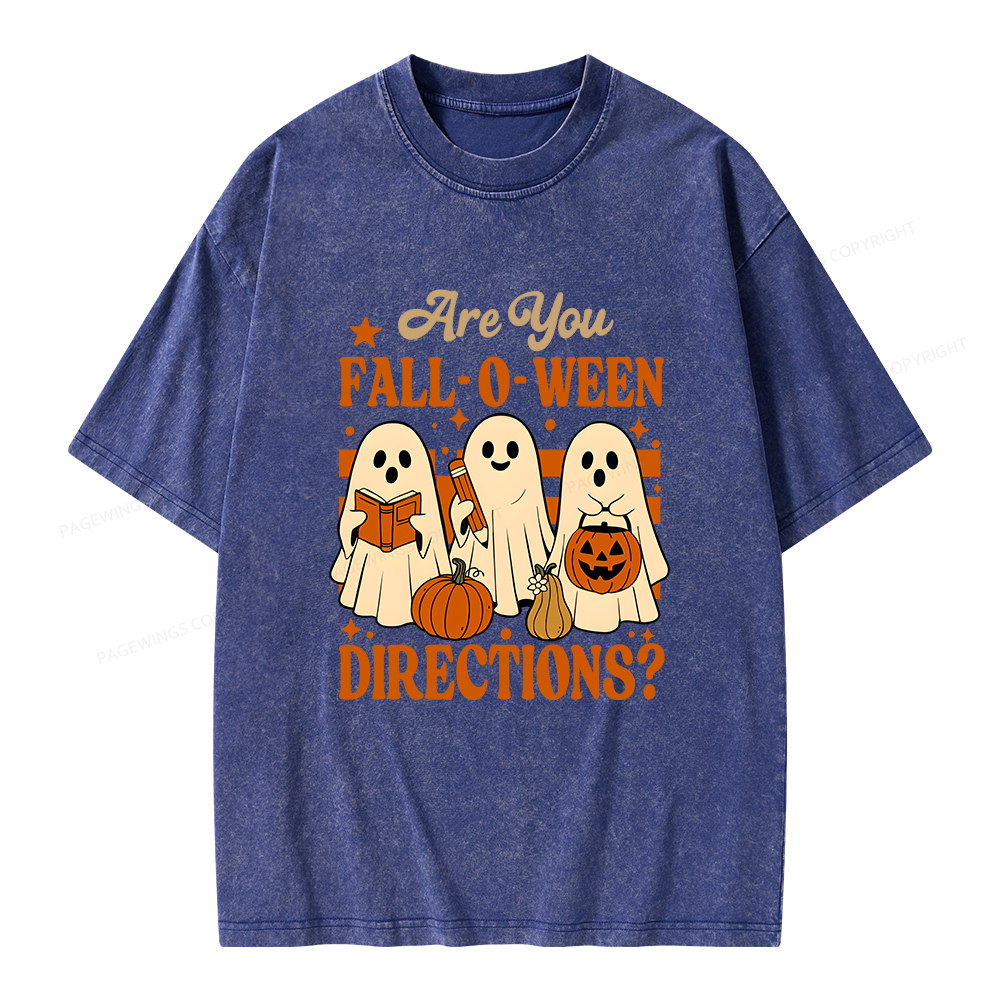 Pagewings Are You Fall O Ween Directions Unisex Washed T-shirt