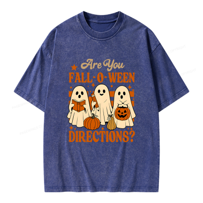 Pagewings Are You Fall O Ween Directions Unisex Washed T-shirt