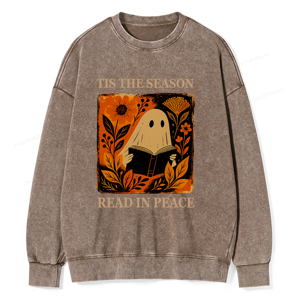 Pagewings Tis The Season Read In Peace Unisex Washed Sweatshirt