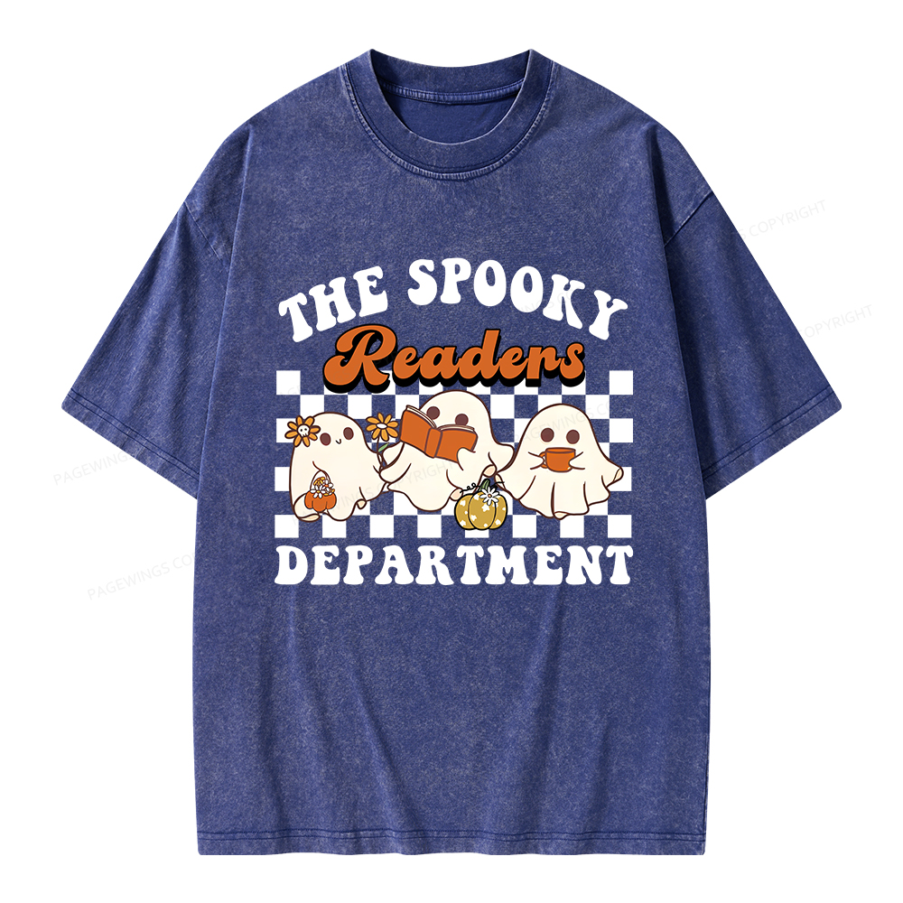 Pagewings Spooky Reader Halloween Unisex Washed T-shirt
