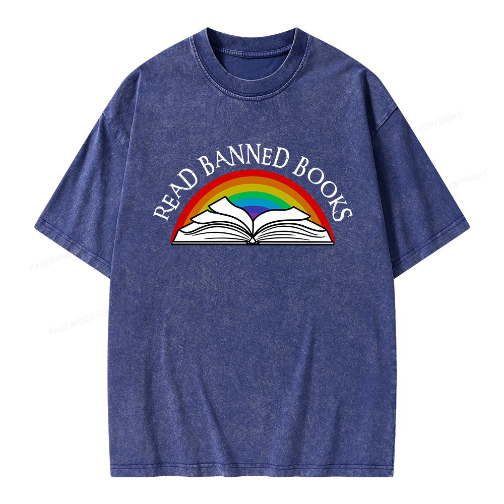 Pagewings Read Banned Books Unisex Washed T-shirt