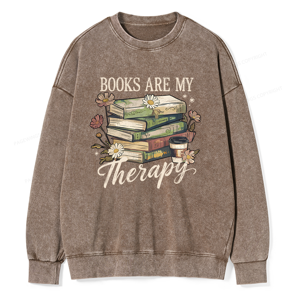 Pagewings Books Are My Therapy Unisex Washed Sweatshirt