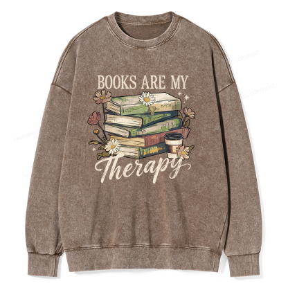 Pagewings Books Are My Therapy Unisex Washed Sweatshirt