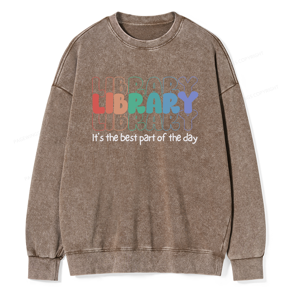 Pagewings School Librarian Shirt, Library Shirt Unisex Washed Sweatshirt