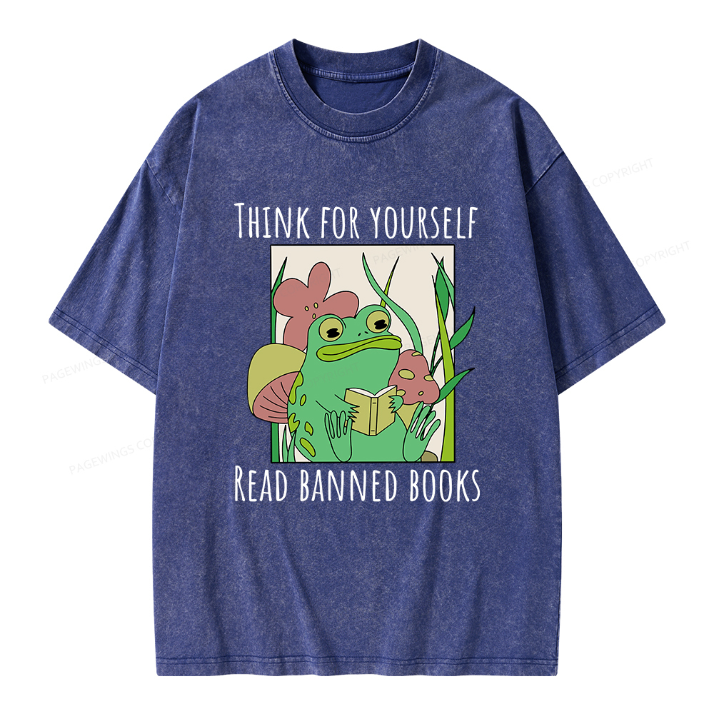 Pagewings Think For Yourself Read Banned Books Unisex Washed T-shirt