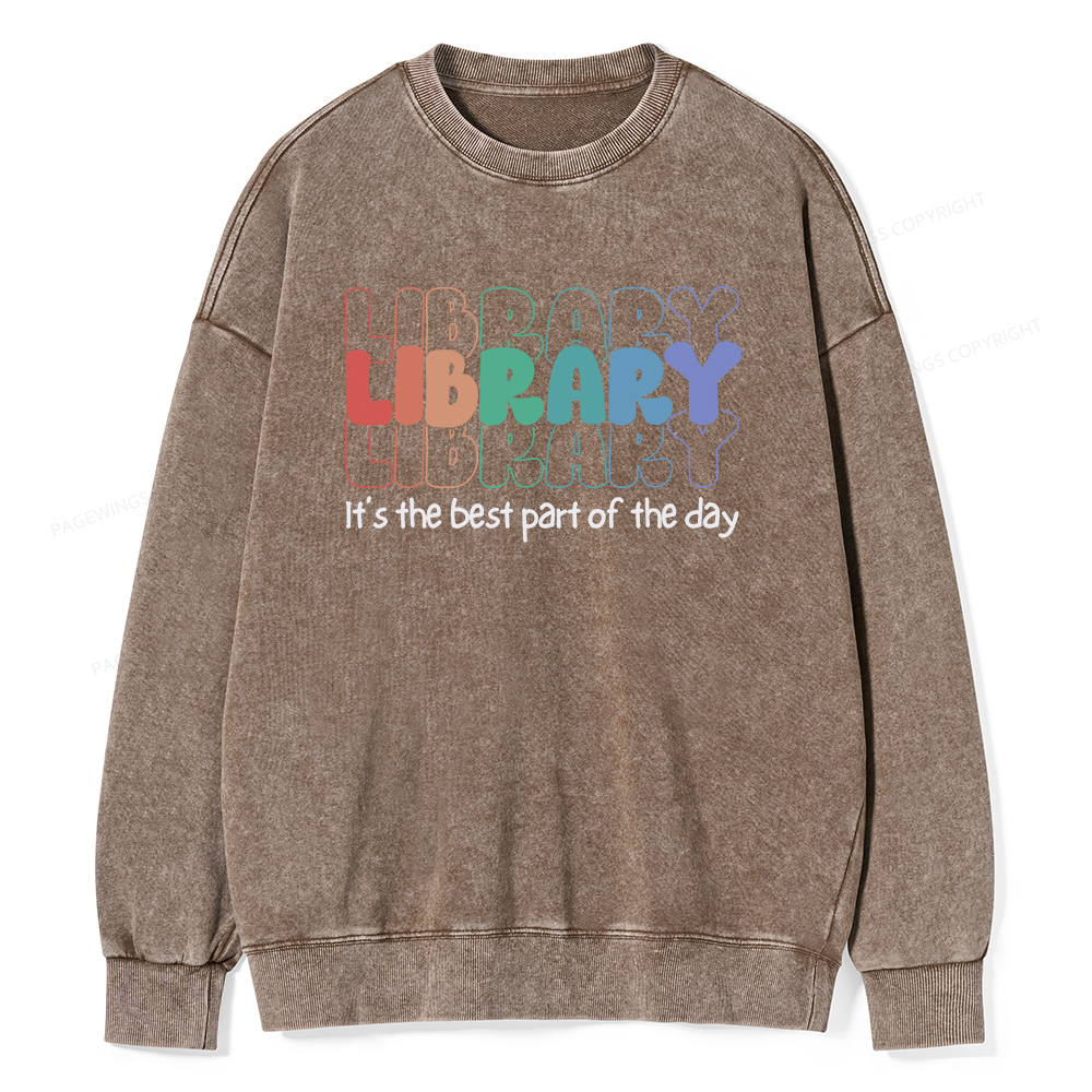 Pagewings School Librarian Shirt, Library Shirt Unisex Washed Sweatshirt