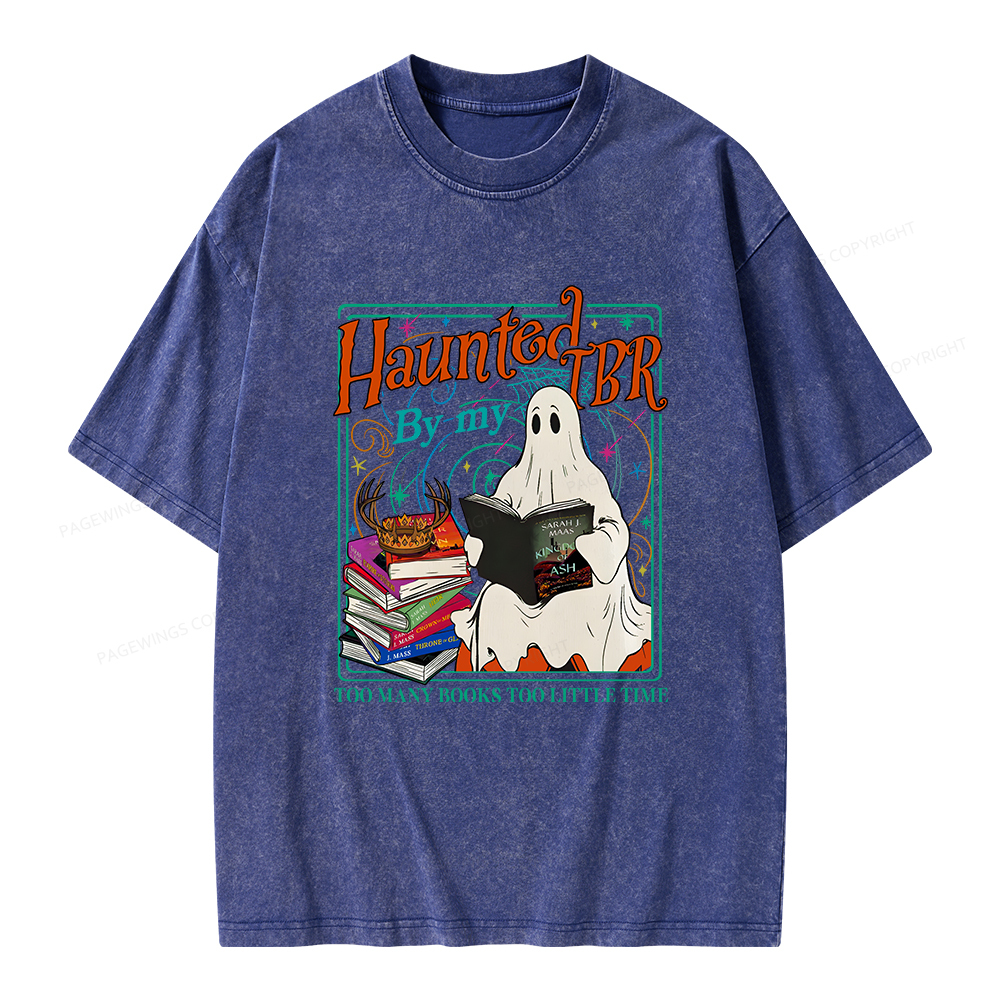 Pagewings Haunted By My TBR Unisex Washed T-shirt