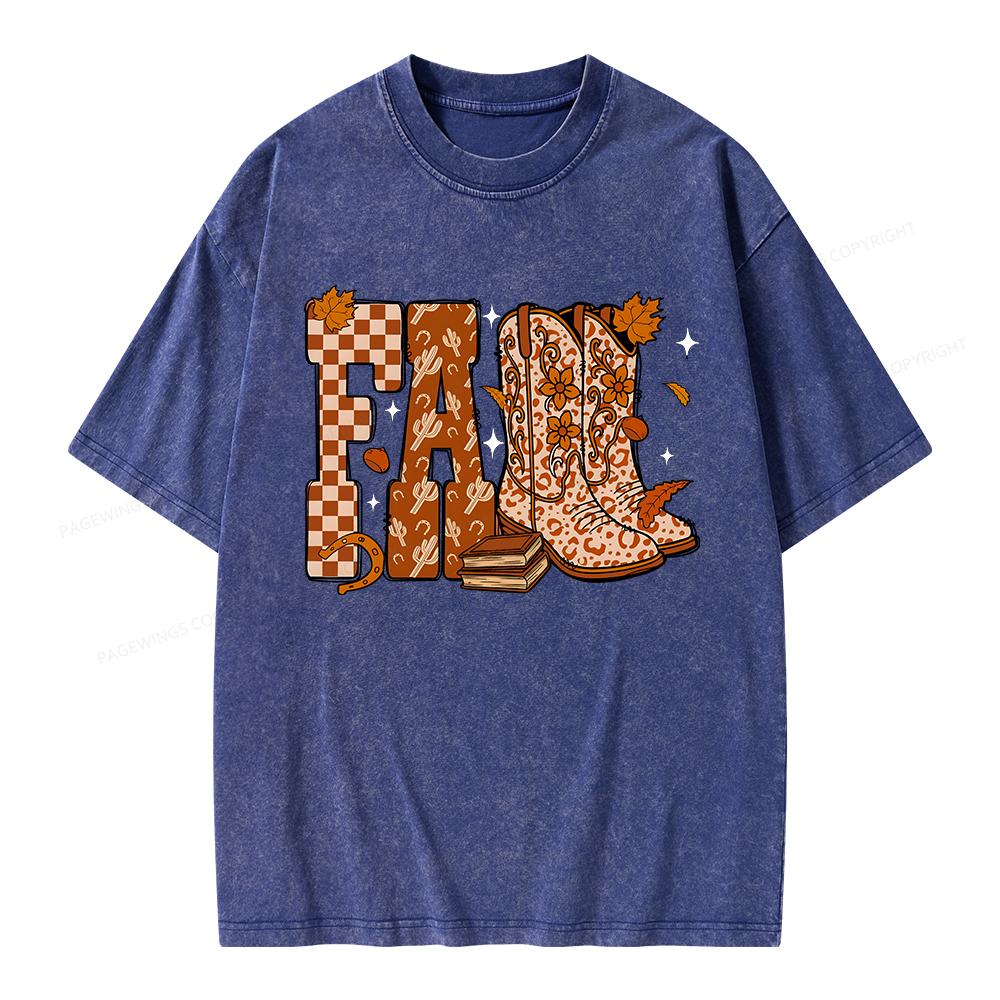 Pagewings Fall Cowboy Unisex Washed T-shirt