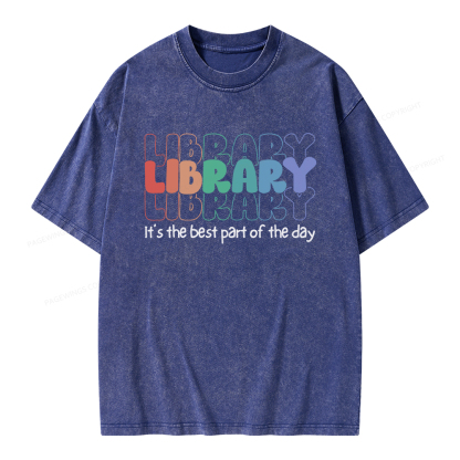 Pagewings School Librarian Shirt, Library Shirt Unisex Washed T-shirt