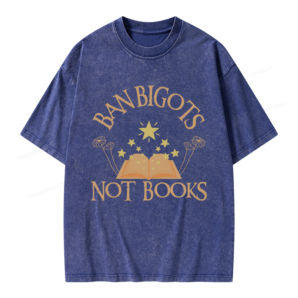 Pagewings Ban Bigots Not Books Unisex Washed T-shirt