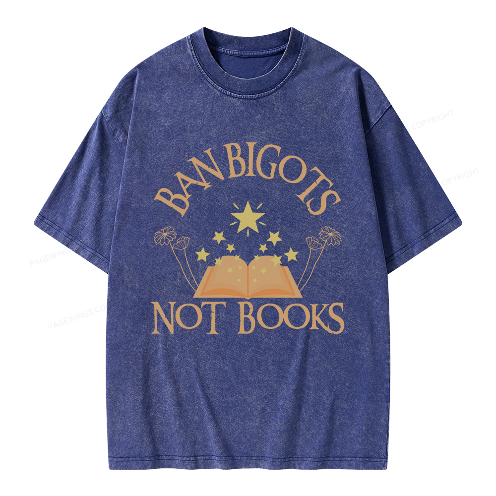 Pagewings Ban Bigots Not Books Unisex Washed T-shirt
