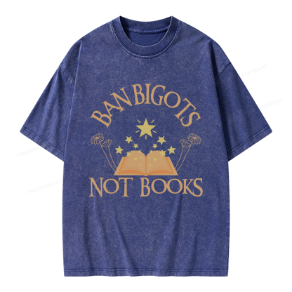 Pagewings Ban Bigots Not Books Unisex Washed T-shirt