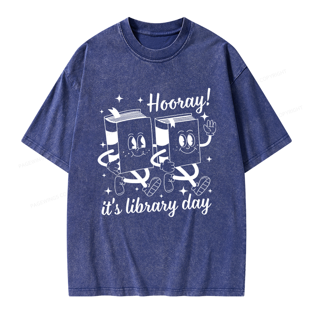 Pagewings School Librarian Shirt, Library Shirt Unisex Washed T-shirt