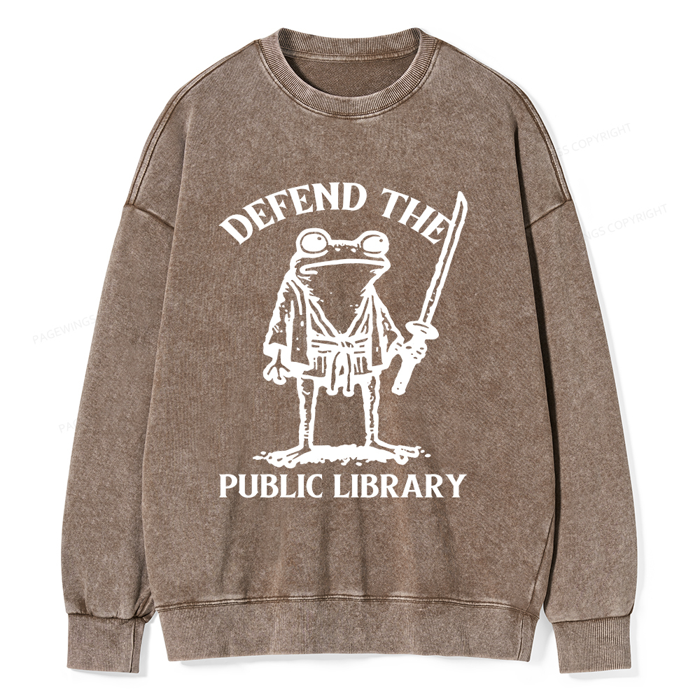 Pagewings Defend Your Public Library Unisex Washed Sweatshirt