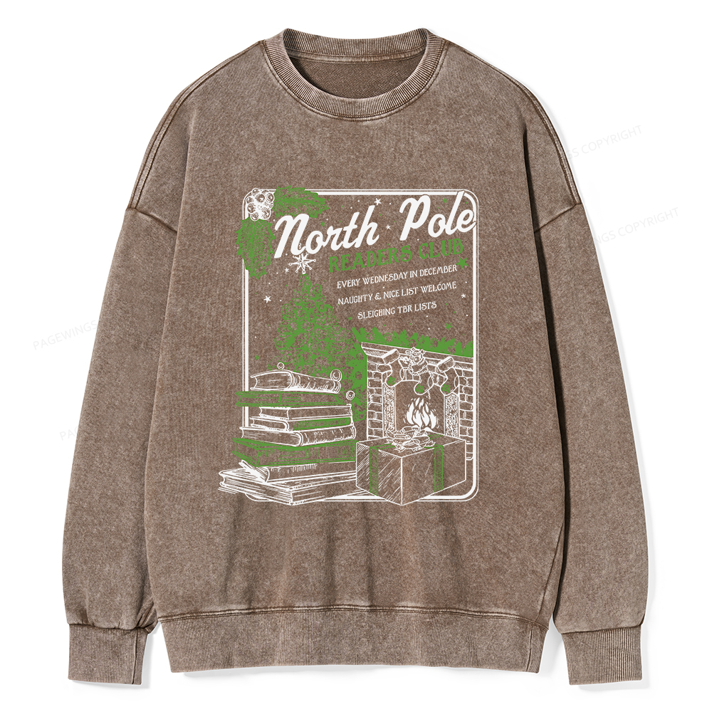 Pagewings Bookish Christmas Unisex Washed Sweatshirt