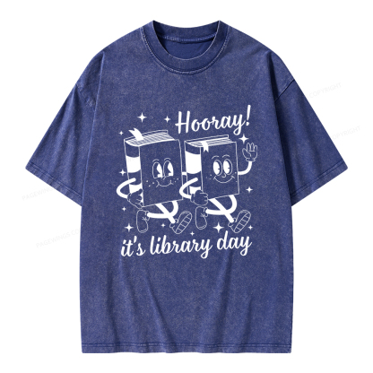 Pagewings School Librarian Shirt, Library Shirt Unisex Washed T-shirt