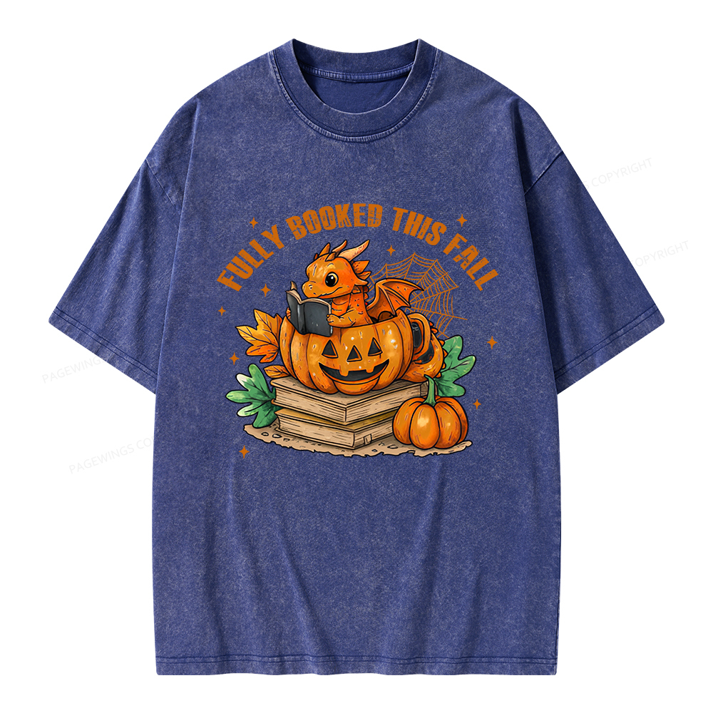 Pagewings Reading Dragon in Pumpkin Cup Unisex Washed T-shirt
