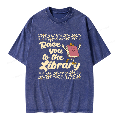 Pagewings Cute Book Lover Unisex Washed T-shirt