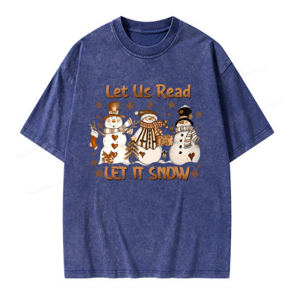 Pagewings Let It Snow Let Us Read Unisex Washed T-shirt