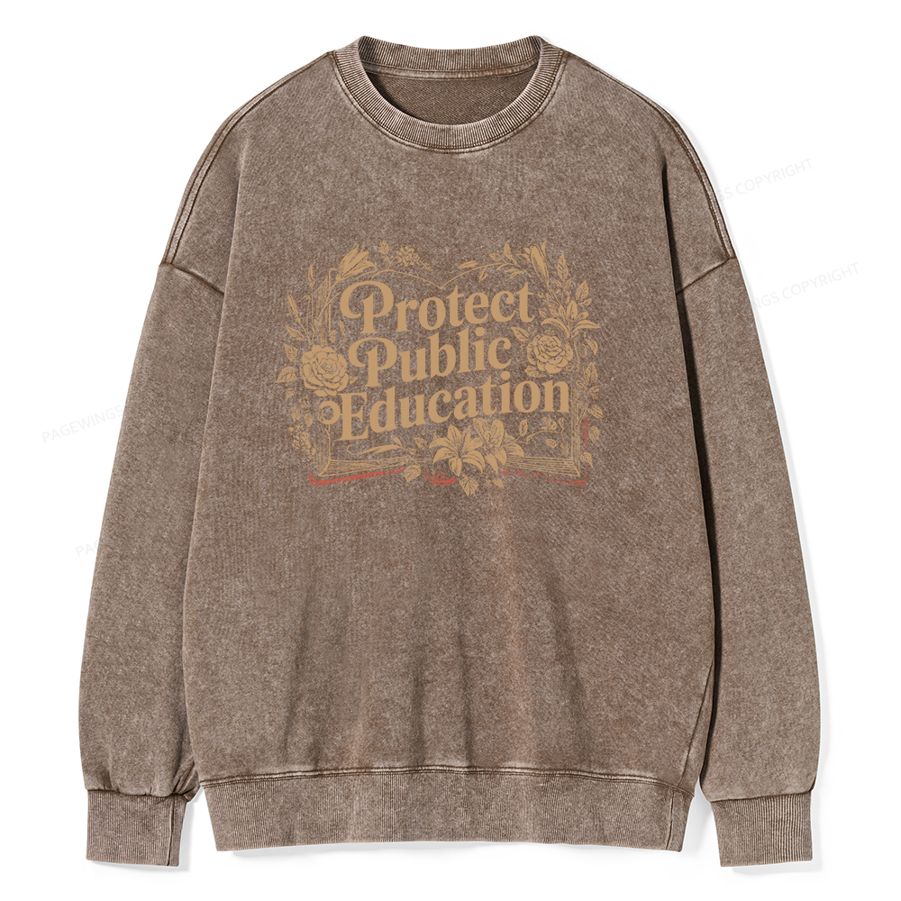 Pagewings Protect Public Education Unisex Washed Sweatshirt