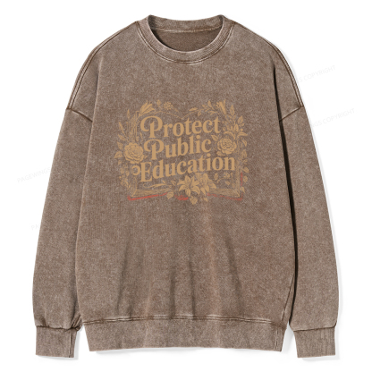 Pagewings Protect Public Education Unisex Washed Sweatshirt
