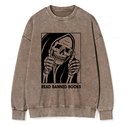 Pagewings Read Banned Books Unisex Washed Sweatshirt