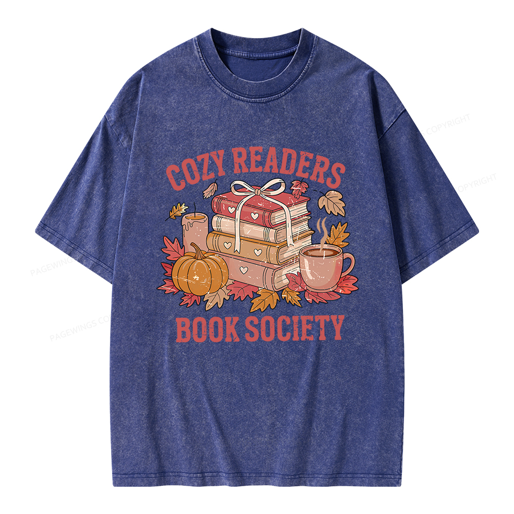 Pagewings Cozy Readers Book Society Unisex Washed T-shirt