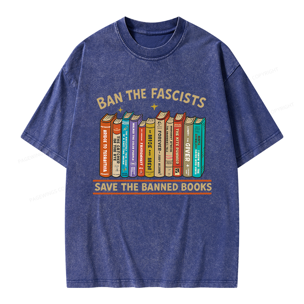 Pagewings Ban The Fascist Save The Banned Books Unisex Washed T-shirt