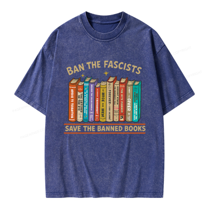 Pagewings Ban The Fascist Save The Banned Books Unisex Washed T-shirt