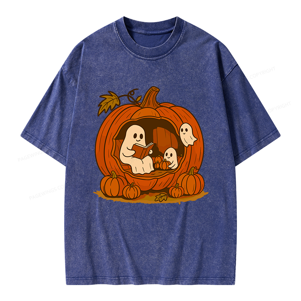 Pagewings Pumpkin Reading Nook Unisex Washed T-shirt