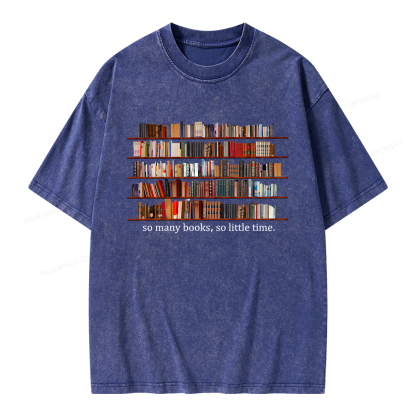 Pagewings So Many Books So Little Time Unisex Washed T-shirt