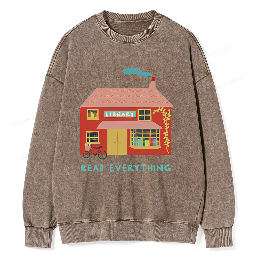 Pagewings Read Everything T-Shirt Unisex Washed Sweatshirt