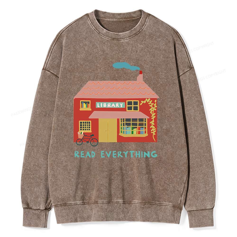 Pagewings Read Everything T-Shirt Unisex Washed Sweatshirt
