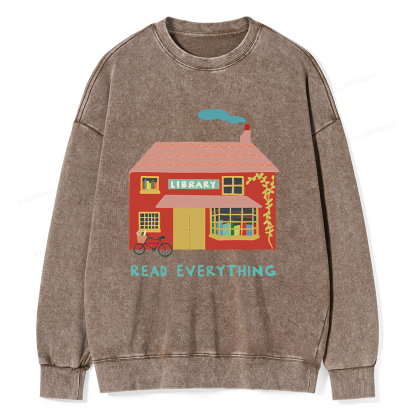 Pagewings Read Everything T-Shirt Unisex Washed Sweatshirt