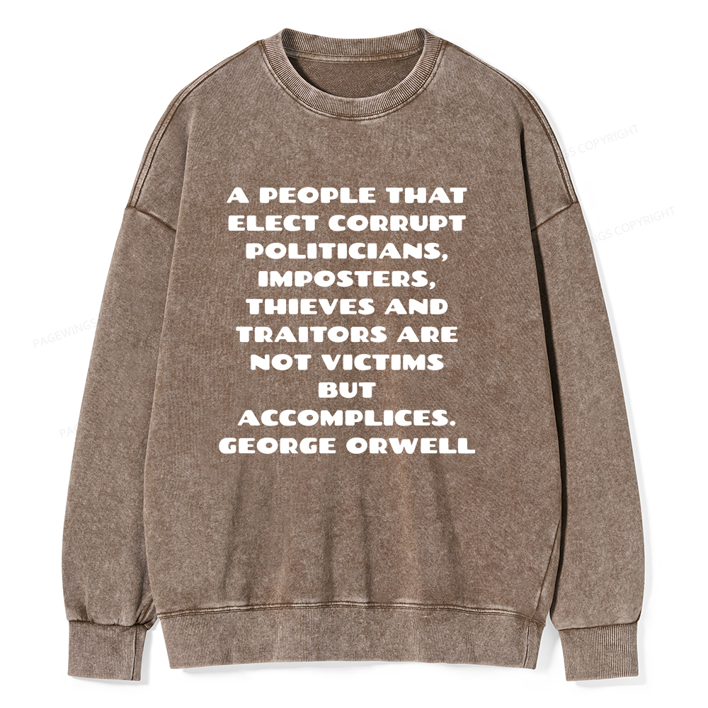 Pagewings A People That Elect Corrupt Politicians Unisex Washed Sweatshirt