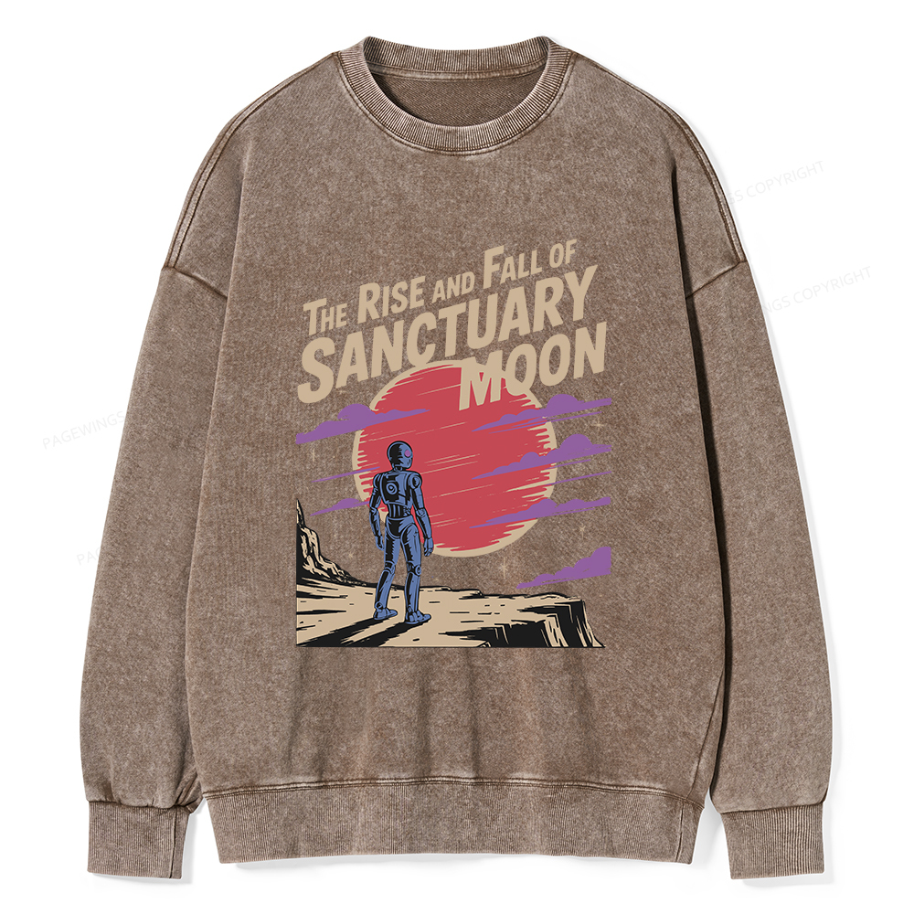 Pagewings The Rise And Fall Of Sanctuary Moon Unisex Washed Sweatshirt