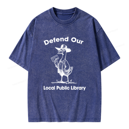 Pagewings Defend Our Public Library Unisex Washed T-shirt