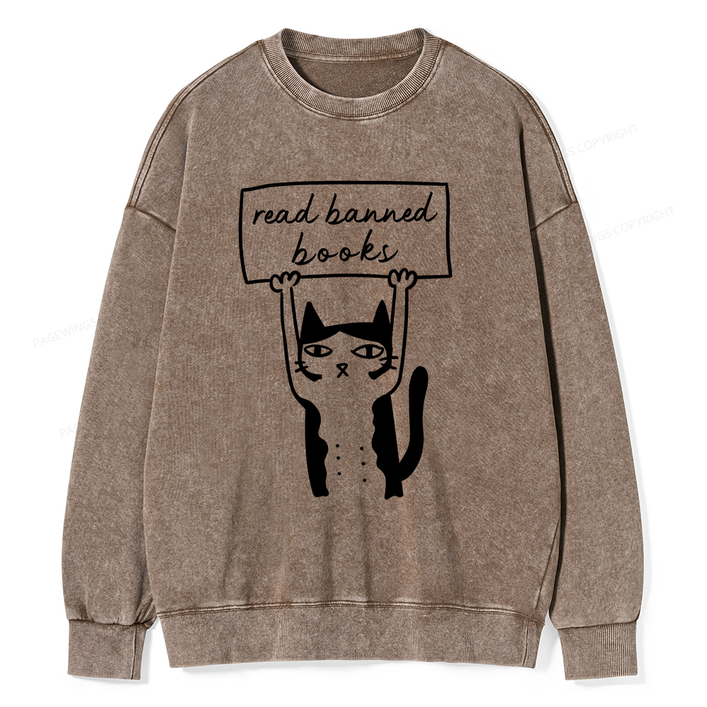Pagewings Read Banned Books Unisex Washed Sweatshirt