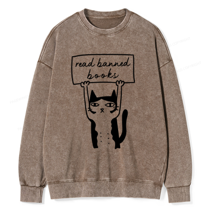 Pagewings Read Banned Books Unisex Washed Sweatshirt