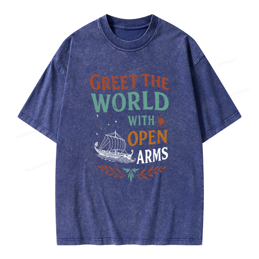 Pagewings Greet the World With Open Arms Unisex Washed T-shirt