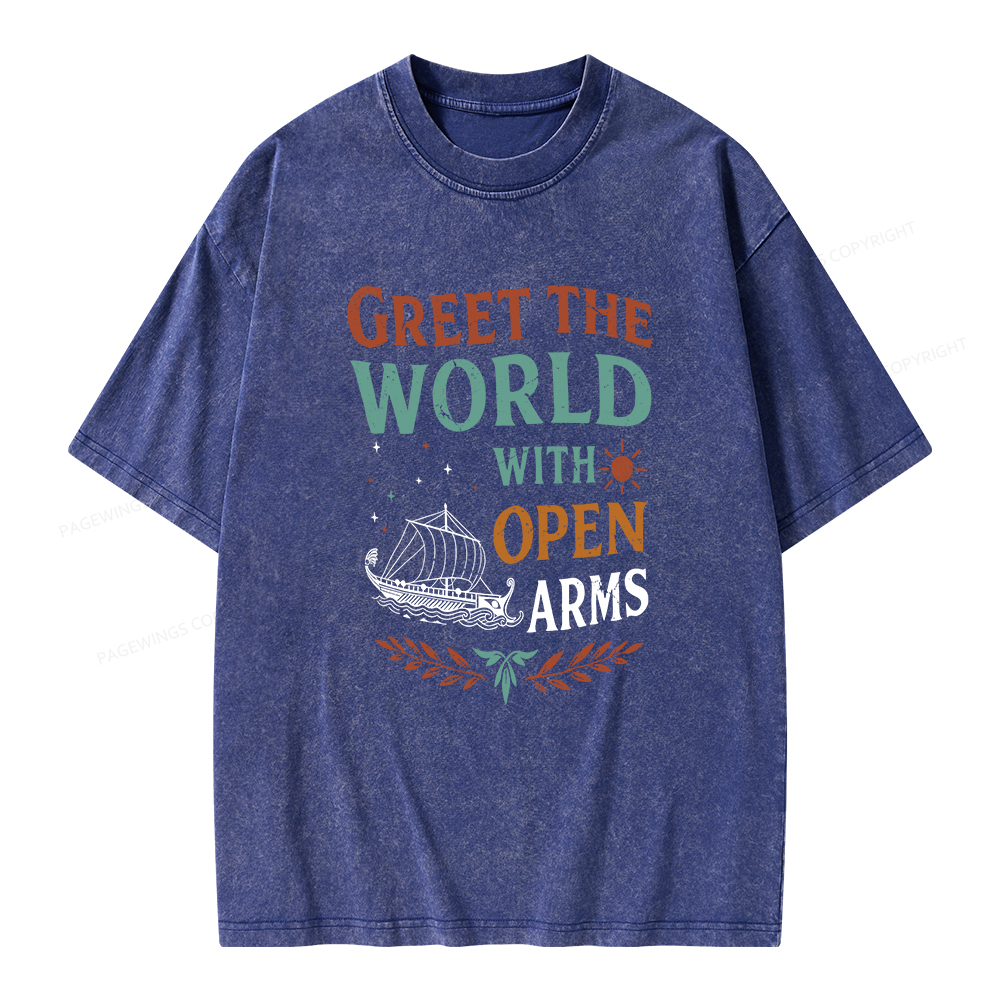 Pagewings Greet the World With Open Arms Unisex Washed T-shirt