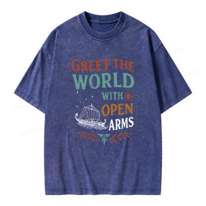 Pagewings Greet the World With Open Arms Unisex Washed T-shirt