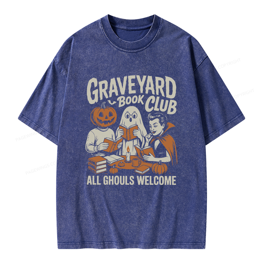 Pagewings Graveyard Book Club Unisex Washed T-shirt