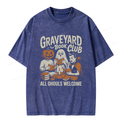 Pagewings Graveyard Book Club Unisex Washed T-shirt