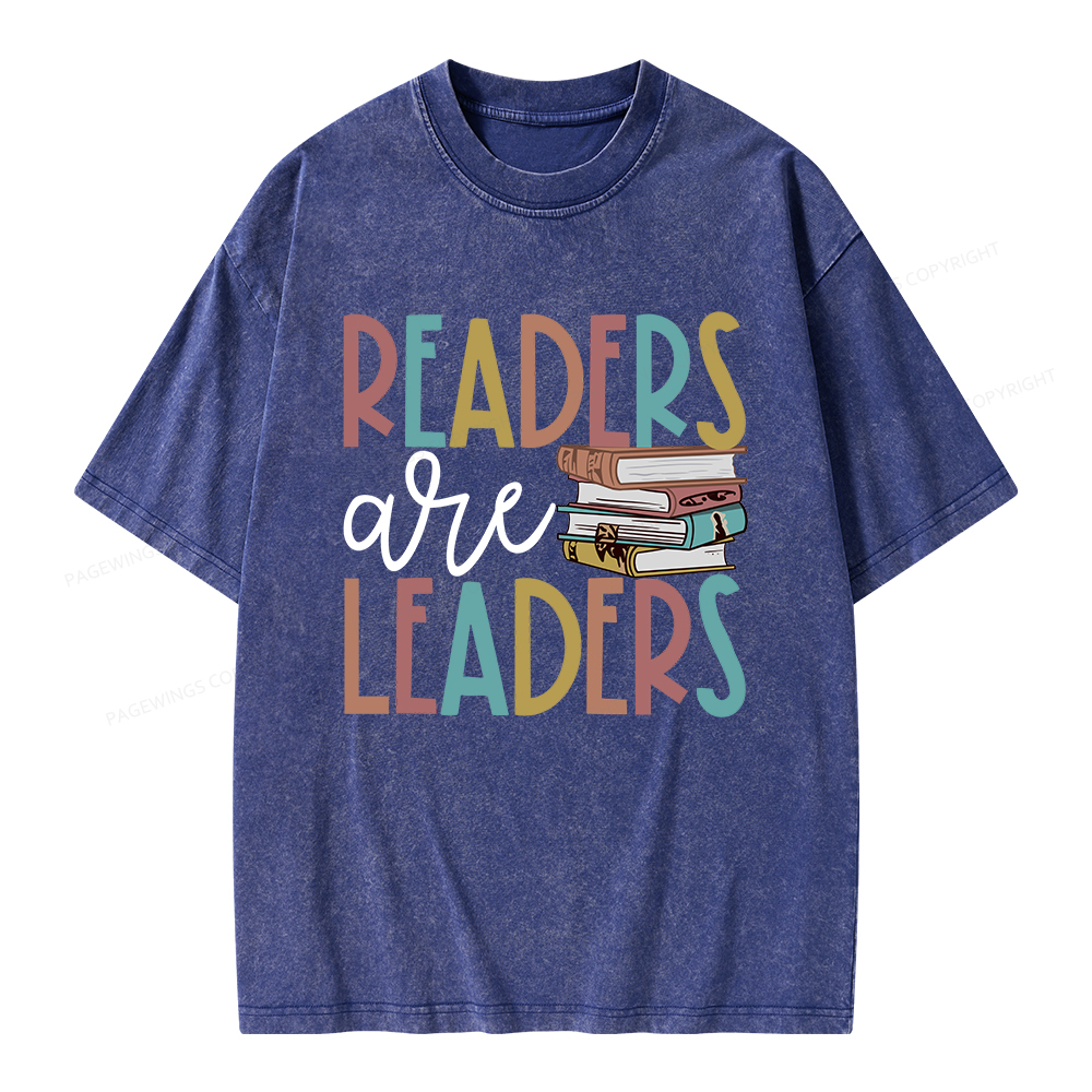 Pagewings Readers Are Leaders Unisex Washed T-shirt