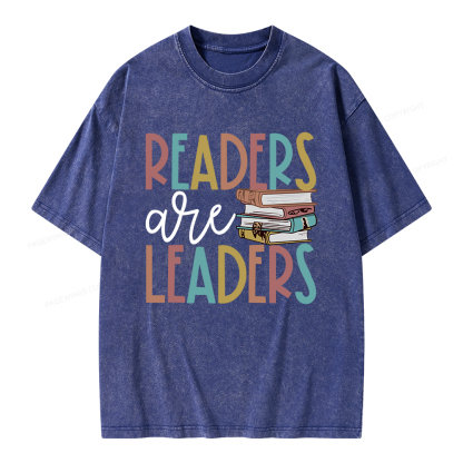Pagewings Readers Are Leaders Unisex Washed T-shirt