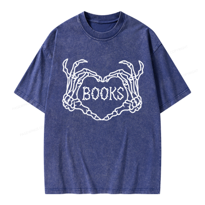 Pagewings Spooky Books Unisex Washed T-shirt