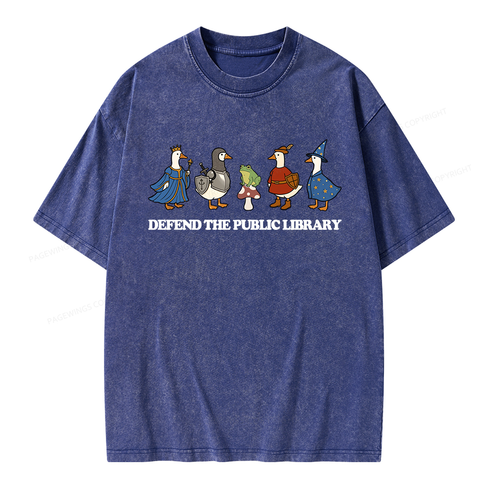 Pagewings Defend The Public Library Unisex Washed T-shirt